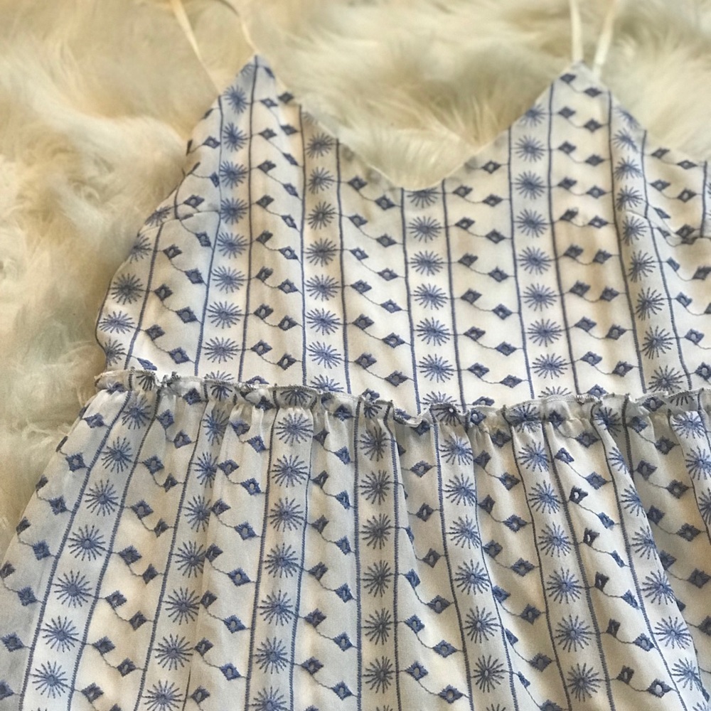 White high low  embroidered dress